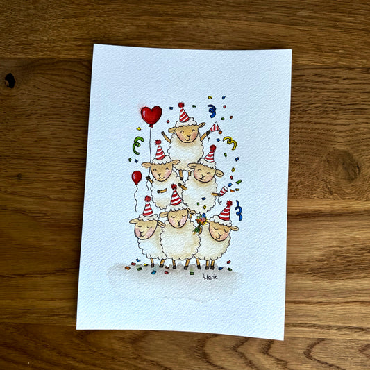 Aquarell - Schafsparty