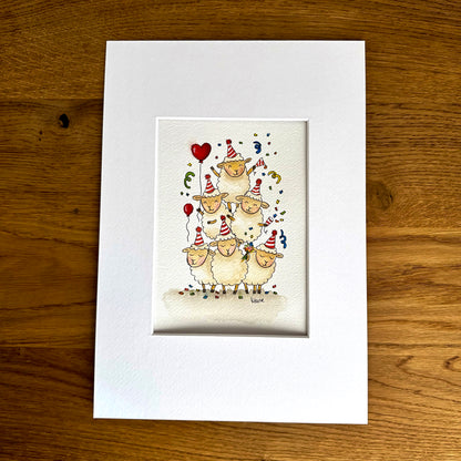 Aquarell - Schafsparty