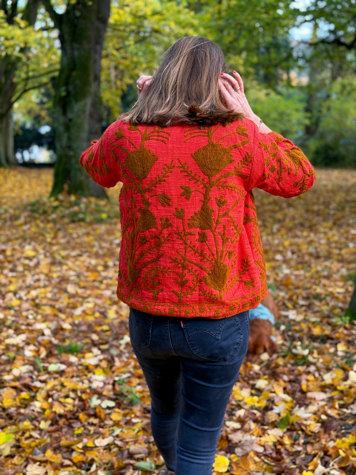 Suzani Jacke - Mohnfeuer