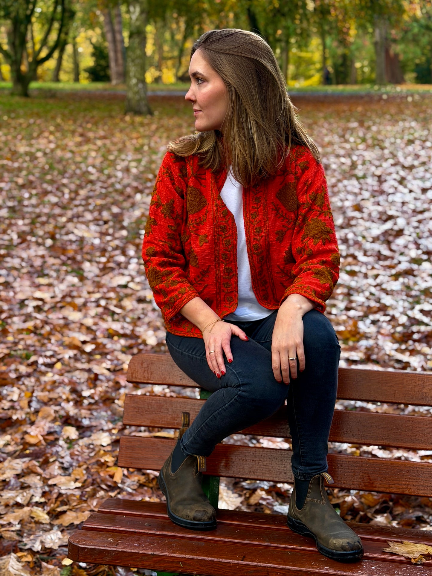 Suzani Jacke - Mohnfeuer