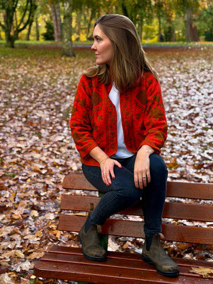 Suzani Jacke - Mohnfeuer