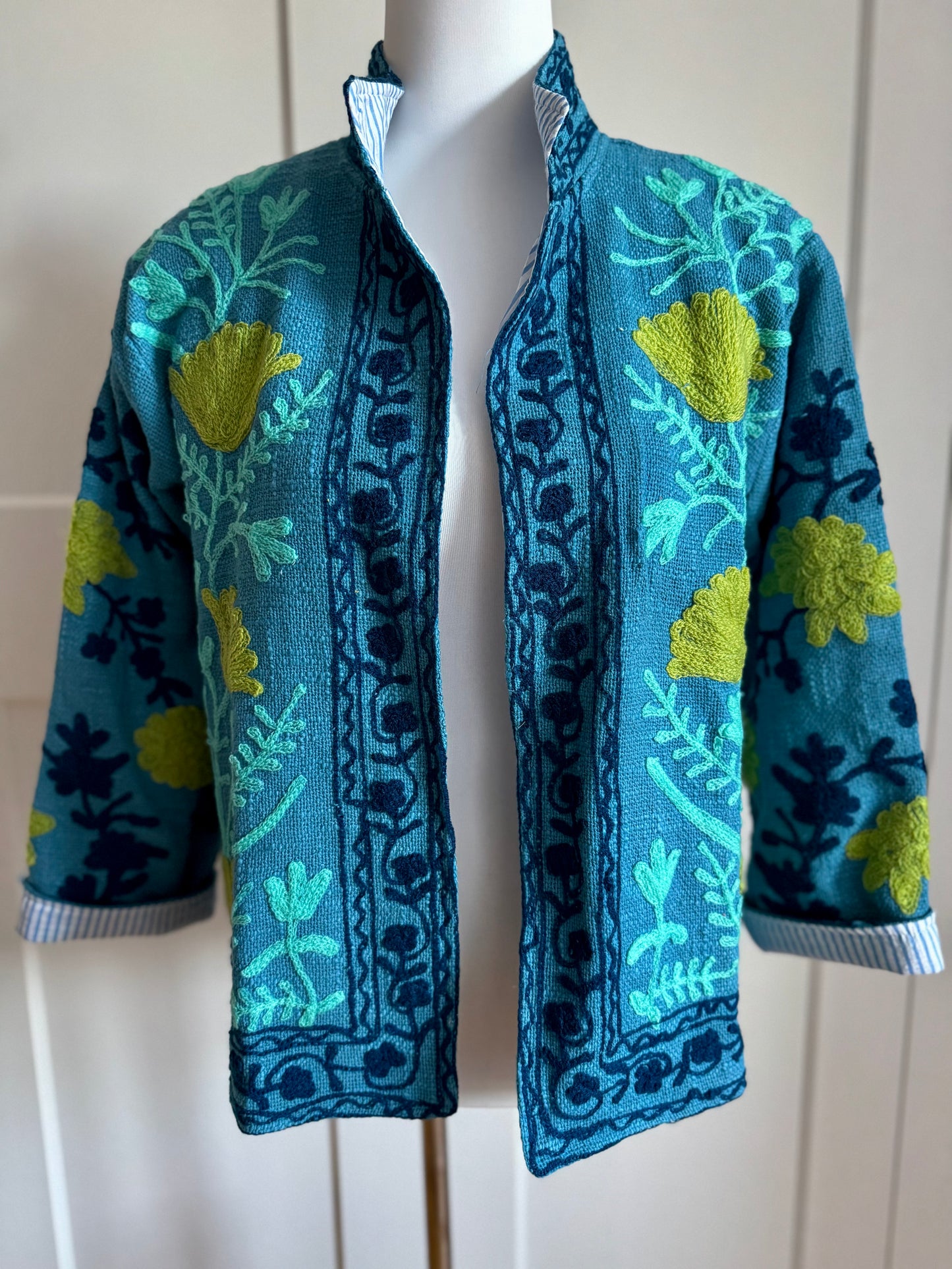 Suzani Jacke - Himmelsblüte