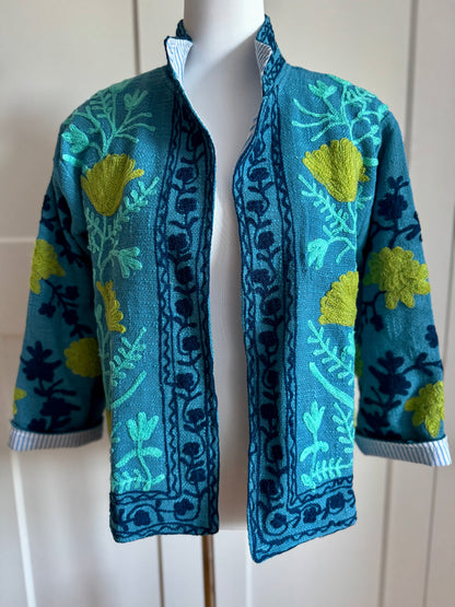 Suzani Jacke - Himmelsblüte