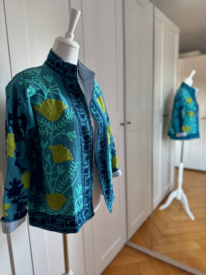 Suzani Jacke - Himmelsblüte